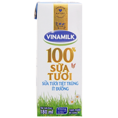 Sữa tươi tiệt trùng vinamilk ít đường 180ml