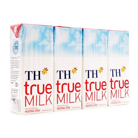 Sữa tươi uht th true milk hương dâu 180ml - vỉ