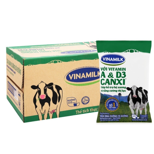 Sữa tươi vinamilk 100% có đường gói 220ml - thùng