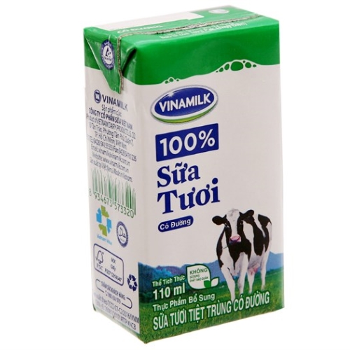 Sữa tươi vinamilk 100% có đường hộp 110ml