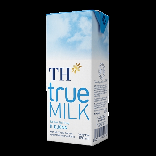 Sữa TH True Milk tiệt trùng ít đường hộp 180ml