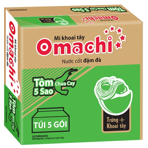 Mì khoai tây omachi tôm chua cay 5 sao gói 78g - thùng